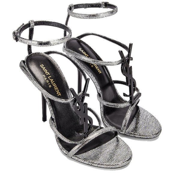 Cassandra 110 Metallic Leather YSL Logo Sandals - Picture 10 of 12
